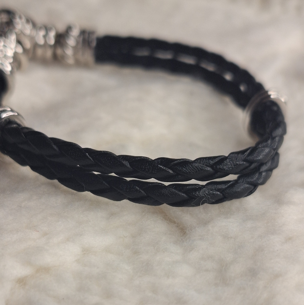 Judith Ripka Sterling Heart Charm Bracelet, Leather Band & Cubic Zirconia - Picture 10 of 12